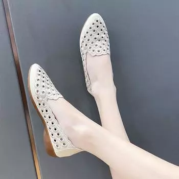 2024 НОВИНКА Повседневная маленькая обувь с полой сухожильной подошвой и вышивкой Ретро кроссовки Мокасины Туфли без шнуровки для ленивых Женская обувь для беременных 35 чёрный