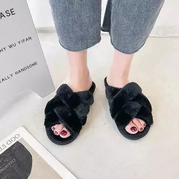 2024 НОВЫЙ дизайн женские зимние домашние пушистые тапочки женские пушистые меховые домашние тапочки плоские тапочки для дома женские шлепанцы 36-37