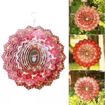 2024 НОВЫЙ креативный Санта-Клаус Ветряная вертушка 3D подвеска из нержавеющей стали для украшения дома, сада, двора