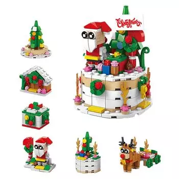 [2024 НОВЫЙ Рождественский Подарок] 288 деталей сборочный блок DIY рождественский тематический торт Санта-Клаус олень рождественская елка 6 в 1 комплект украшения модель игрушки мальчик