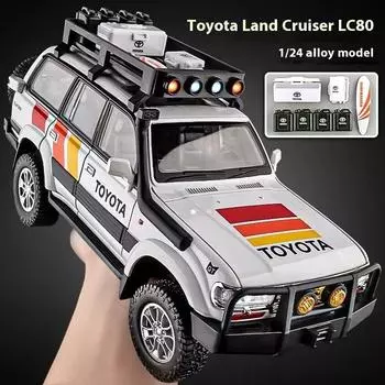 2024 Новая 1/24 Toyota Land Cruiser LC80 литая модель автомобиля из сплава литые металлические внедорожники модель автомобиля звуковая и световая имитация детская игрушка подарок белый