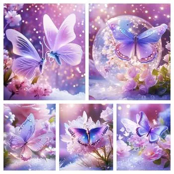 2024 новая 5D DIY Алмазная картина Животные Бабочки Новые поступления 2024 Алмазная мозаика Цветочное искусство Полный комплект Подарочная мебель Full Round 20x30CM