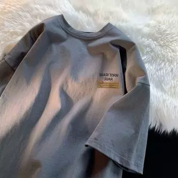 2024 Новая американская модная брендовая футболка с коротким рукавом и буквенным принтом, мужская летняя свободная повседневная футболка Ins Fashion Brand M белый