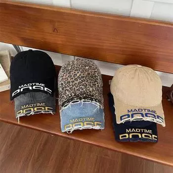 2024 новая бейсболка с вышивкой и поломанными полями, женская универсальная стираная старая кепка для мужчин Wang Anyu та же тенденция M56-58cm тёмно-синий