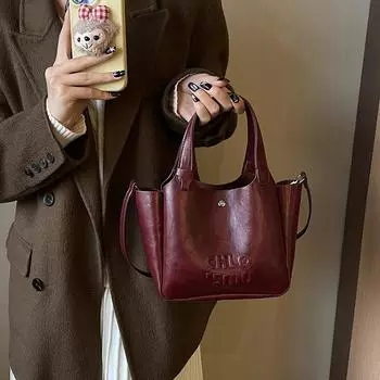 2024 новая большая вместительная простая повседневная сумка ретро осень и зима плечо тренд модная сумка-мессенджер женская сумка красный