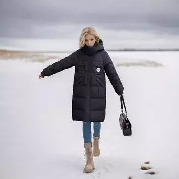 2024 Новая демисезонная куртка для женщин Повседневная длинная хлопковая куртка с капюшоном Женская зимняя длинная куртка выше колена Женская одежда M красный