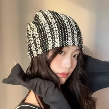 2024 новая детская дышащая тонкая шапка-пуловер с крючком для рук, холодная шапка, литературный стиль, универсальная сумка, шапка-мешок M56-58cm