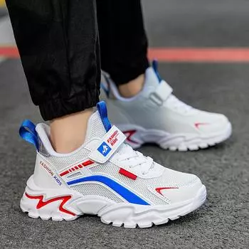 Новая детская модная дышащая обувь с низким верхом, детская спортивная обувь для бега, удобные кроссовки для мальчиков и девочек 28 белый