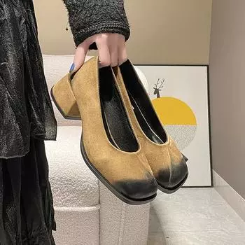 2024 Новая дизайнерская обувь Женская японская обувь Модная повседневная обувь без застежек Женская обувь в стиле колледжа Ретро-стиль 40 35 хаки