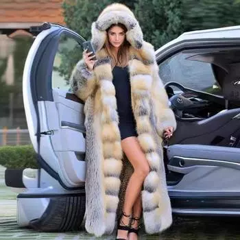 2024 новая длинная куртка из искусственного меха с капюшоном, женская куртка осень Europe, America-S белый