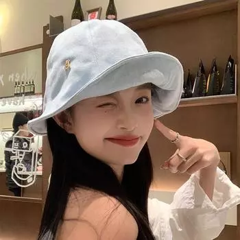 2024 Новая джинсовая шляпа рыбака с большими карнизами, дышащая, защита от ультрафиолета, солнцезащитный козырек, солнцезащитная шляпа One size B-bucket hat