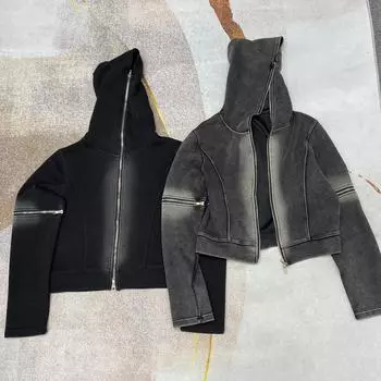 2024 Новая европейская и американская стираная куртка-свитер с капюшоном на молнии для женщин One Size (95-125 jin)