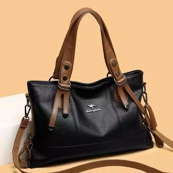 2024 Новая европейская и американская винтажная модная текстурированная практичная большая сумка-тоут, повседневная женская сумка через плечо из мягкой кожи на одно плечо, большая вместительная сумка