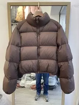 2024 новая европейская версия в стиле Кендо, короткая утепленная куртка-пуховик с высокой талией, женская куртка-хлебница ins tide S (80-55kg wearable) чёрный