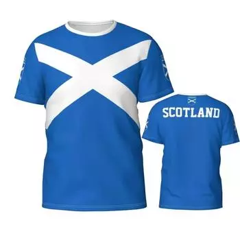 2024 Новая футболка с графическим 3D-принтом шотландского флага, трендовая мужская футболка с национальным гербом Шотландии, подарки на национальный день, персонализированная футболка S белый