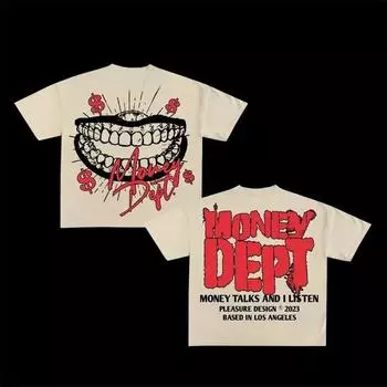 2024 Новая футболка с графическим принтом для девочек «Американская война» Y2k, свободный хлопковый топ с короткими рукавами и круглым вырезом в стиле ретро, женский уличный топ в готическом стиле S