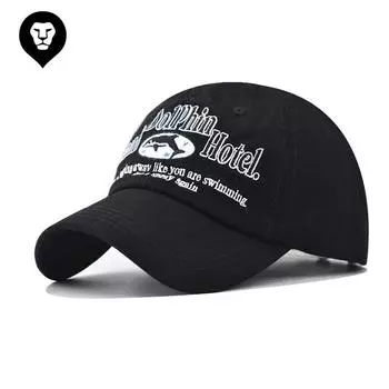2024 Новая хлопковая бейсболка с дельфином для мужчин и женщин, вышитая на открытом воздухе с рисунком из мультфильма Adjustable