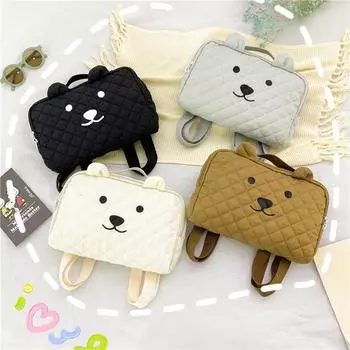 2024 новая хлопковая детская сумка милый медведь детский сад мужской и женский рюкзак легкий рюкзак белый