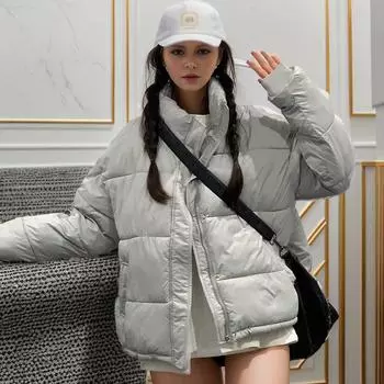 2024 новая хлопковая одежда для студенток корейской версии, одежда для хлеба, свободное короткое зимнее пальто, утолщенная зимняя хлопковая одежда M белый
