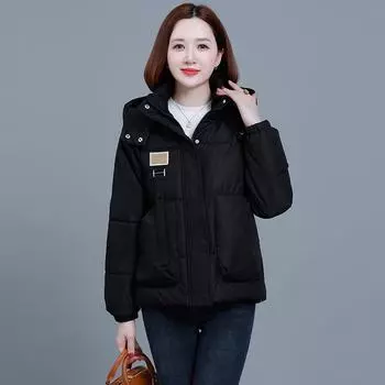 2024 новая хлопковая одежда женская короткая мужская модная свободная одежда с капюшоном утолщенная теплая куртка M recommends about 90 to 55 kg