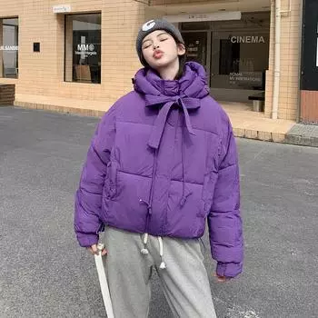 2024 новая хлопковая утепленная женская зимняя студенческая короткая свободная хлопковая утепленная куртка хлопковая утепленная куртка S