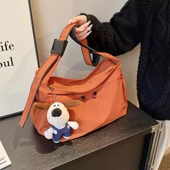 2024 новая холщовая сумка, водонепроницаемая и легкая, многокарманная, вместительная, сумка через плечо, повседневная, универсальная, женская сумка-мессенджер чёрный