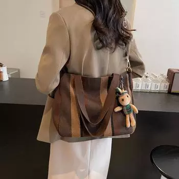 2024 новая холщовая женская сумка через плечо большой емкости для работы, модная универсальная сумка-мессенджер, классная сумка-тоут для поездок на работу
