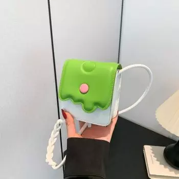 2024 новая контрастная цветная сумка-ниша женская мини-сумка через плечо с принтом печенья милая девичья сумка-мессенджер маленькая квадратная сумка чёрный