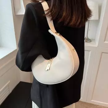 2024 новая корейская нишевая мягкая сумка-полумесяц из искусственной кожи, полукруглая сумка под мышкой, модная сумка-луна, женская сумка через плечо чёрный