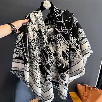 2024 Новая корейская версия модного квадратного шарфа, двусторонние шарфы из искусственного кашемира 132x134cm