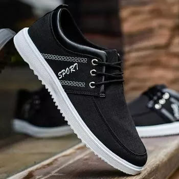 2024 новая корейская версия модной мужской обуви, универсальная повседневная парусиновая обувь, мужская летняя тканевая обувь для мальчиков, модная обувь, дышащая 39 чёрный
