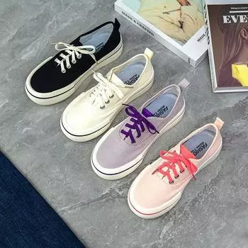 2024 новая корейская версия старой Пекинской тканевой обуви женские дышащие и универсальные однотонные парусиновые туфли на платформе с одной педалью повседневные одинарные туфли 35 фиолетовый