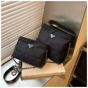 2024 Новая корейская версия Универсальная сумка через плечо из ткани Оксфорд с цепочкой Большая вместимость Повседневная сумка с ромбом для поездок на работу