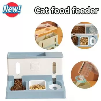 2024 Новая кормушка для кошек, автоматический дозатор воды для домашних животных, миска двойного назначения, автоматическая комбинированная кормушка