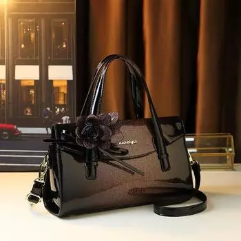 2024 Новая кожаная сумка через плечо на одно плечо, универсальная сумка с цветком золотой