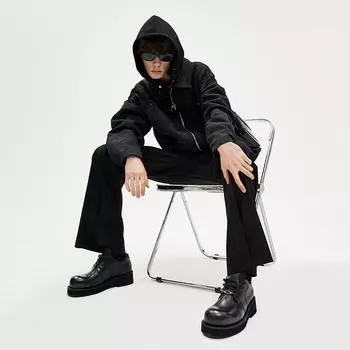 2024 новая куртка из хлопка в стиле ретро с заклепками для мальчиков на весну и осень M чёрный