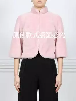 2024 Новая куртка из меха кролика, женская короткая теплая куртка в китайском стиле с коротким рукавом, куртка из меха кролика Рекс S чёрный