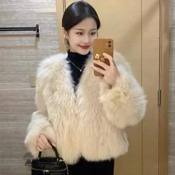 2024 Новая куртка Xiaoxiangfeng Mao Mao женская зимняя утолщенная темпераментная знаменитая меховая интегрированная верхняя часть из меха S