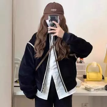 2024 новая куртка Xiaoxiangfeng женская осенне-зимняя шикарная бейсбольная майка тонкая куртка холодный отдел высокое чувство универсальный M чёрный