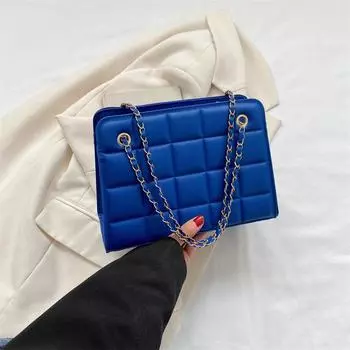 2024 новая квадратная сумка с зазубринами конфетного цвета в стиле ретро, повседневная текстура, осенняя, косая, с цепочкой на плечо, маленькая квадратная сумка синий