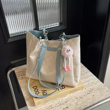 2024 Новая летняя модная сумка на одно плечо подмышкой, сумка-тоут, простая модная большая вместимость, ретро-простая женская сумка Without pendant синий