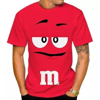 2024 Новая летняя мужская футболка Fun M Chocolate Bean Print 3D Printed T-Shirt Fashion Personality Plus Size O-образный вырез с коротким рукавом S