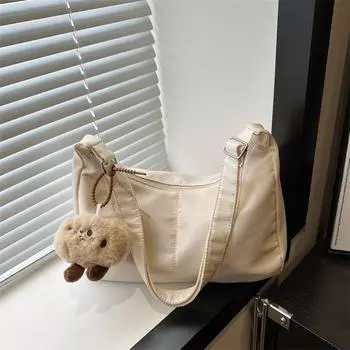 2024 новая летняя простая модная сумка-мессенджер на одно плечо большой вместимости, женская сумка-тоут в стиле ретро Without pendant чёрный