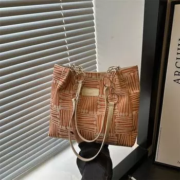 2024 Новая летняя сумка через плечо Большая вместительная сумка-тоут для студентов, класса, пригородных поездок, повседневная сумка для женщин оранжевый