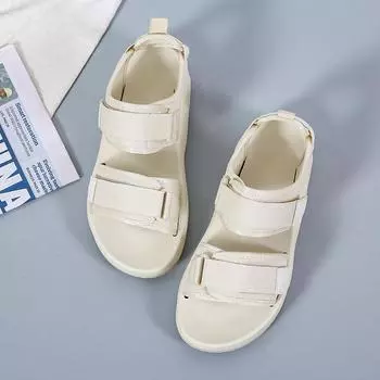 2024 Новая летняя женская обувь Модные парусиновые женские сандалии Повседневные тапочки Size 35-36 бежевый