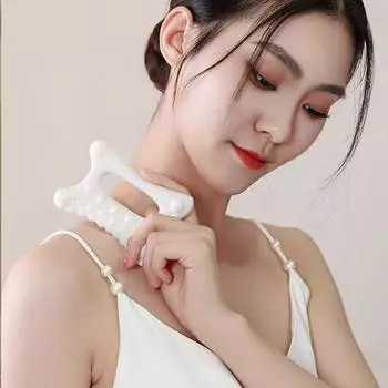 2024 Новая лицевая массажная доска Гуаша Керамика уменьшает статический жир у взрослых для женщин Бесплатное соскабливание J6D7 white-One size