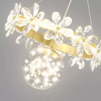 2024 Новая люстра-бабочка из лепесткового кристалла, потолочный светильник для коридора, роскошная спальня, гардеробная, светодиодное освещение Cold White