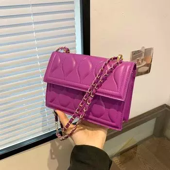 2024 новая маленькая квадратная сумка женская в иностранном стиле повседневная сумка через плечо модная и простая клетчатая цепочка подмышечная сумка чёрный