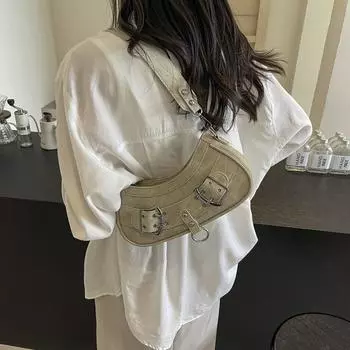 2024 новая маленькая сумка через плечо летняя женская мини ретро и красивая индивидуальная сумка через плечо подмышкой текстурная сумка через плечо чёрный