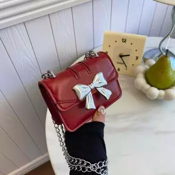 2024 новая маленькая сумка с бантом милая корейская версия игровая сумка-цепочка для родителей и детей сумка универсальная сумка для аксессуаров чёрный